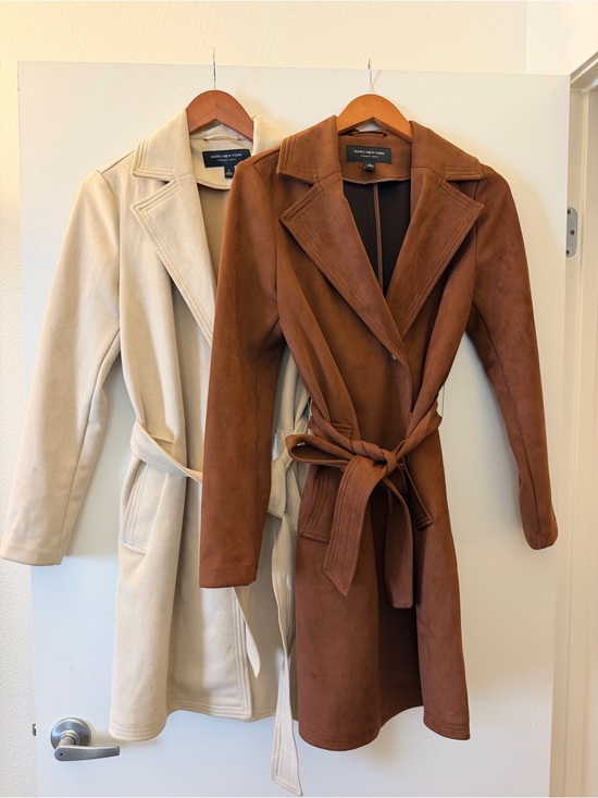 Marc New York Jackets & Blazers - Marc New York Vanilla & Toffee Faux Suede Belted Trench Coat Twin Set